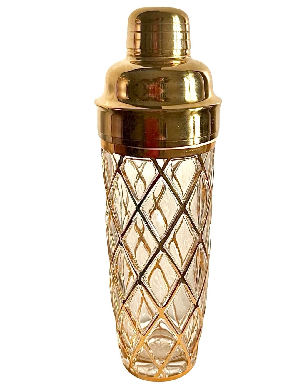 Altuzarra Cocktail Shaker Barware Diamond 18K Gold Painted Lattice Design MCM